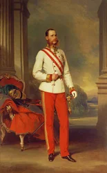 Francisco José I, Emperador de Austria (1830-1916) vistiendo el uniforme de gala de un Mariscal de Campo austríaco con la Gran Estrella de la Orden Militar de María Teresa, 1864